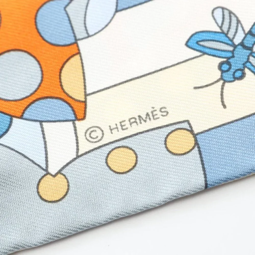 ★SOLD★ Hermes Scarf Twill les Murmures de la Foret Blue Silk Blue Multicolor - Picture 4 of 6